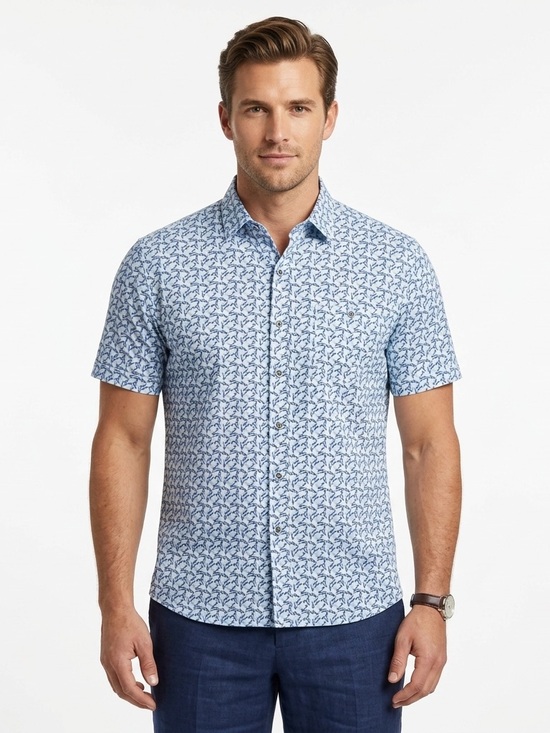 Age Of Wisdom Other - Age Of Wisdom Men’s Golf Print Short Sleeve Button Up Modal Shirt
large